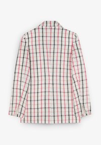 Geruite blazer in wit, grijs en roze. Beschikt over een klassieke kraag, lange mouwen en zijslitsen. Gemaakt van lichtgewicht stof.