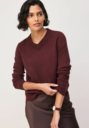 Next, SUPERSOFT V-NECK LONG SLEEVE JUMPER - Strickpullover - burgundy red
