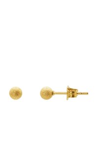 Boucles d'oreilles en or avec des boules rondes texturées. Chaque boucle d'oreille a une finition polie avec un tige et un fermoir pour un port sécurisé.