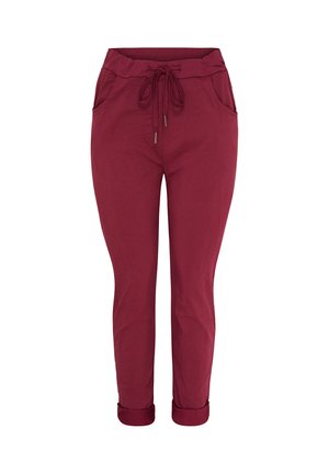 Bordeaux drawstring bukser med en afslappet pasform, der har to sidelommer og opbrettede manchetter, lavet af letvægtsmateriale.