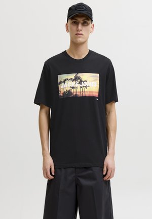 Jack & Jones, JJINDIANA TEE CREW NECK - Print T-shirt - black