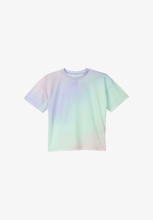 T-shirt met korte mouwen gemaakt van zachte katoen. Heeft een kleurverloop van lichtpaars naar muntgroen. Klassiek ronde halsdesign.