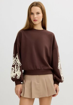 MANGA GLOBO FLORES - Sudadera - marrón