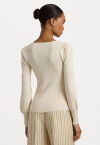 Lauren Ralph Lauren RIB KNIT PUFF SLEEVE SWEATER - Pulover - mascarpone cream
