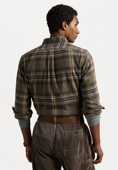 Polo Ralph Lauren CUSTOM FIT PLAID BRUSHED FLANNEL SHIRT - Shirt - olive/brown