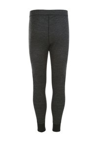 Svarta tajta leggings gjorda av ett texturerat tyg, med en slät midja och kontrasterande svarta ankle cuffs, visade bakifrån.