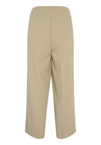Beige vidde bukser med glat tekstur, mellemhøj talje og bageste sømdetaljer. Skræddersyet design for en struktureret silhuet.