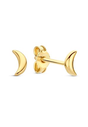 Goldene Halbmond Ohrstecker mit polierter Oberfläche. Das Design besticht durch eine glatte Textur und einen Schmetterlingsverschluss für sicheren Halt.
