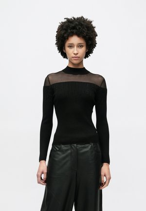 JEENA EMBELLISH - Striktrøje - jet black