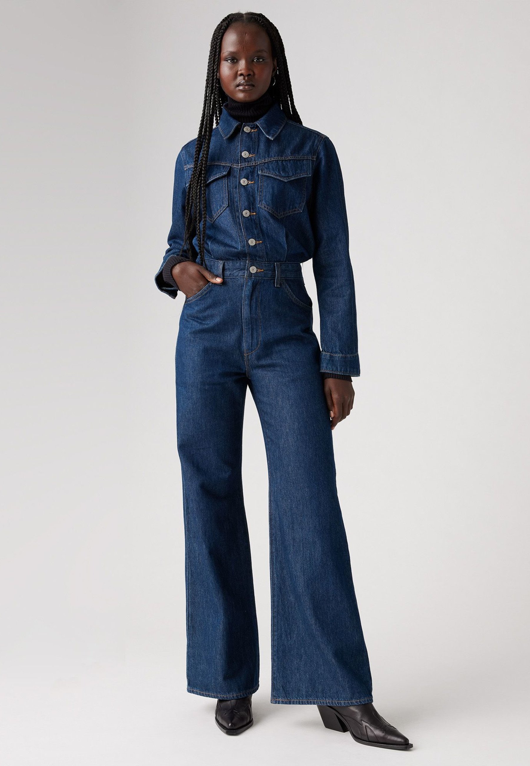 Combinaison Jeans Pour Femme - Manches Longues, Taille Haute, Coupe Slim Stretch - Idéale Pour Un Style Casual Quotidien