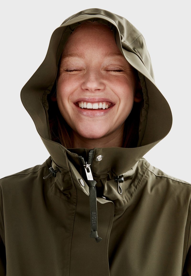 Veste tailleur col châle vert kaki femme | Bréal