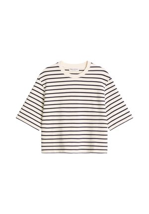 Marc O'Polo, MARC O'POLO GESTREIFTES KURZARM-SWEATSHIRT CROPPED AUS LIGHT SWEAT - T-shirt print - light beige