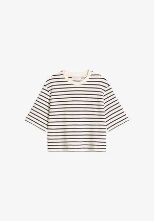 Marc O'Polo, MARC O'POLO GESTREIFTES KURZARM-SWEATSHIRT CROPPED AUS LIGHT SWEAT - T-shirt print - light beige