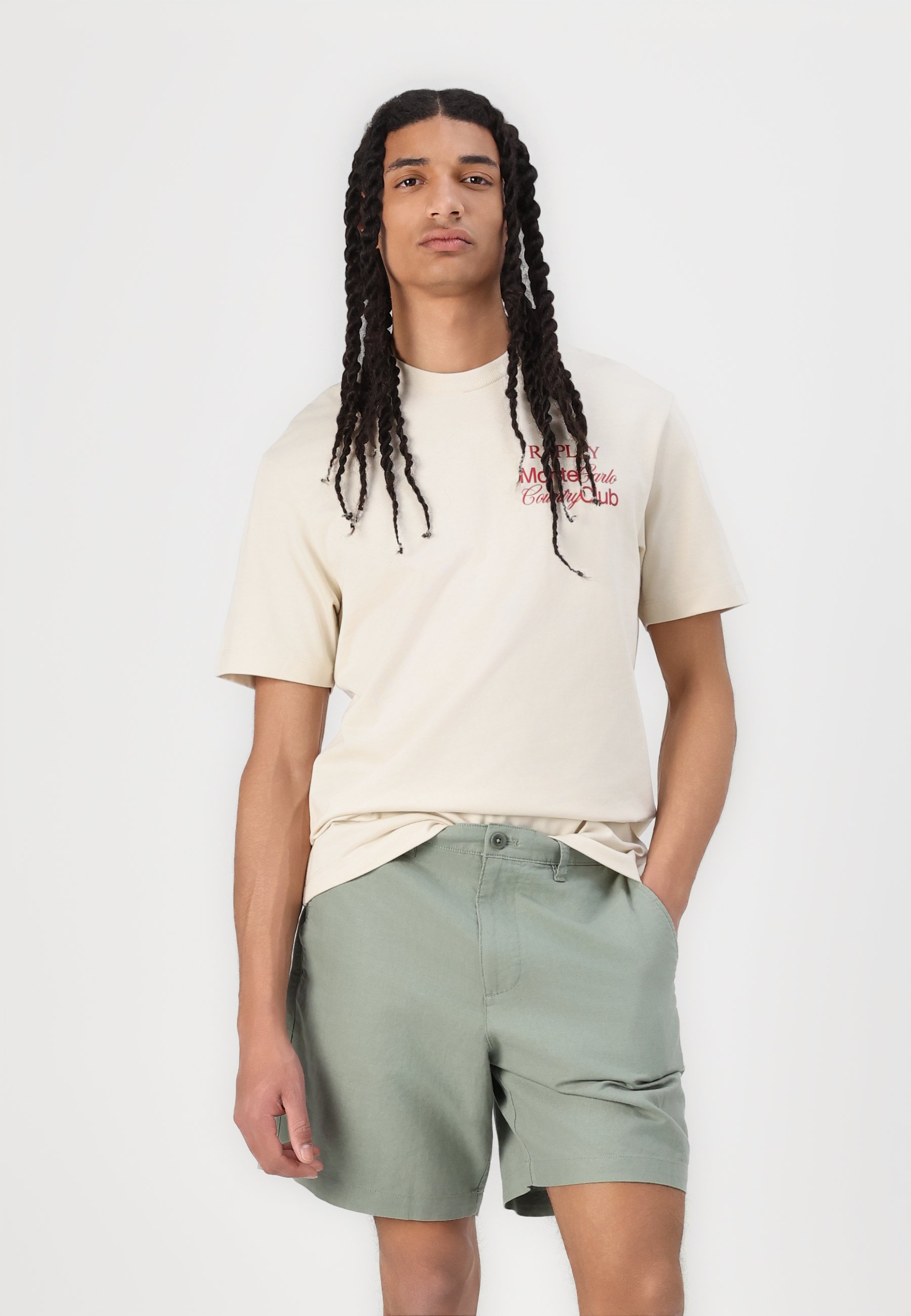 Replay MONTE CARLO TENNIS CLUB - Print T-shirt - cream/beige