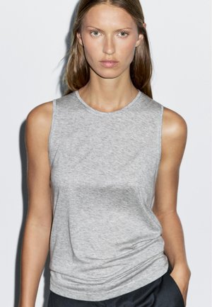 Massimo Dutti SLEEVELESS ROUND NECK - T-shirt basic - grey