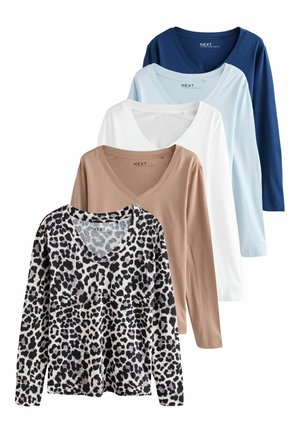 REGULAR FIT - MULTI 5 PACK LONG SLEEVE V-NECK  - Long sleeved top - multi animal