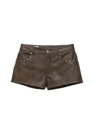 PULL&BEAR STUDDED - Šortky - brown