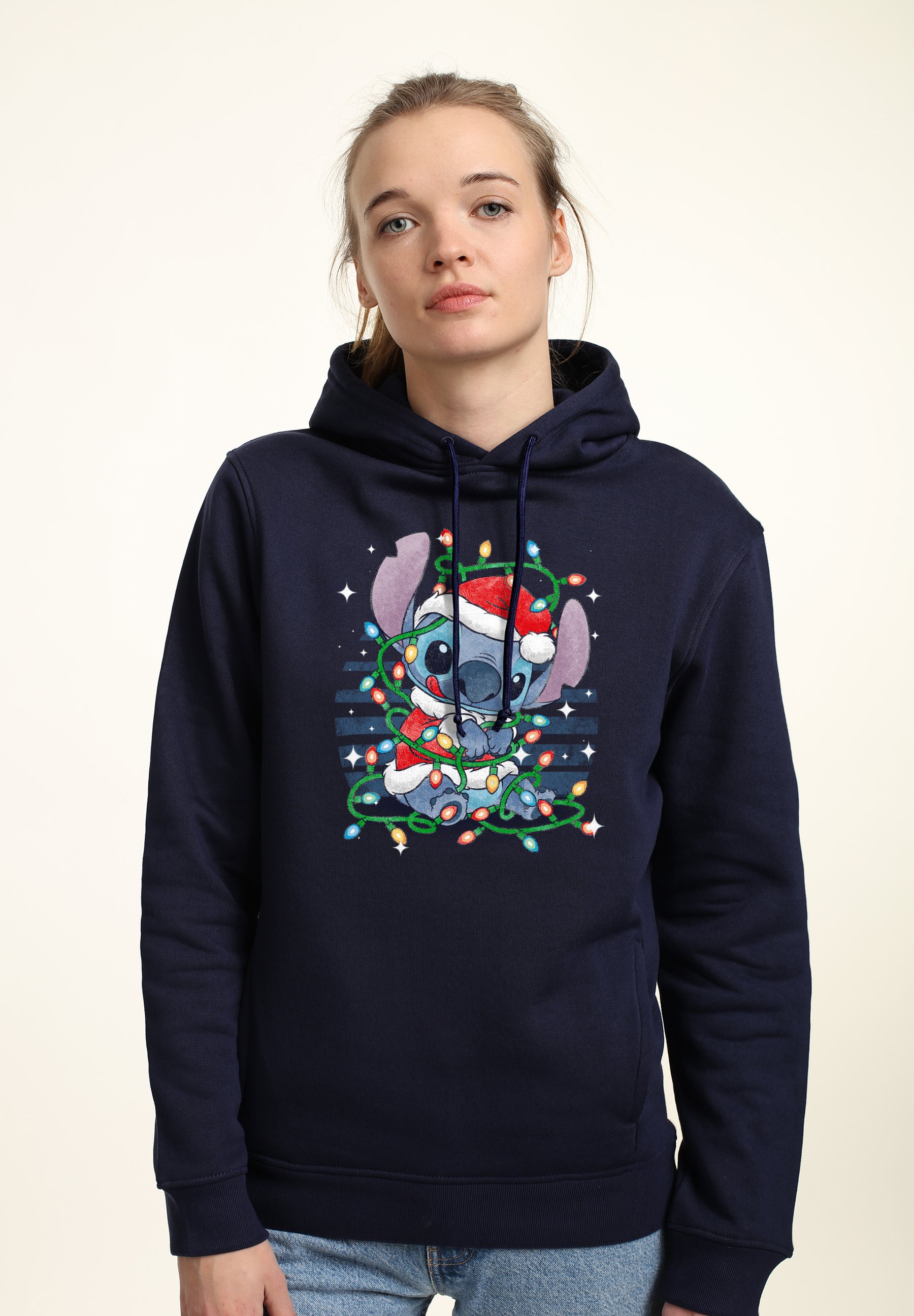 Disney LILO & STITCH XMAS LIGHTS - Hoodie - navy blue/donkerblauw