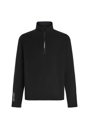 Il pullover in fleece nero presenta un col a zip a quarto, maniche lunghe e un logo Polartec sulla manica sinistra per isolamento e comfort.