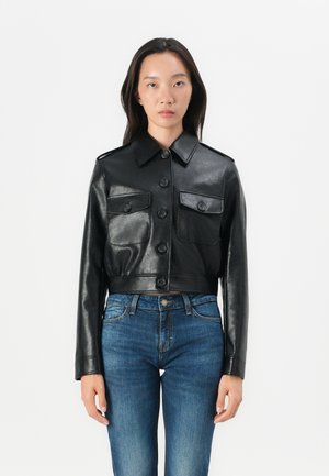 DORA CROPPED JACKET - Faux leather jacket - jet black