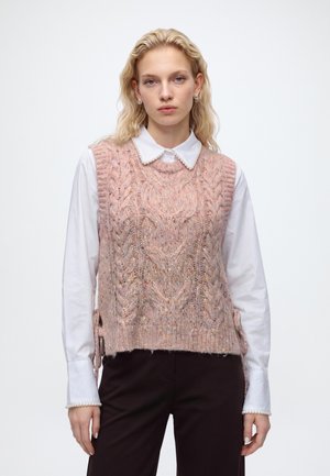 ONLY, ONLZILLE TIE O NECK - Пуловер - sepia rose/multi colured melange