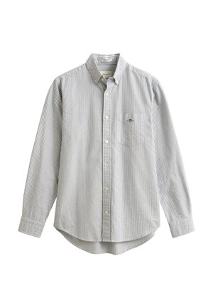 Gestreept overhemd met knopen in wit en lichtblauw, met een kraag, lange mouwen en een borstzak met logo. Gemaakt van zacht katoen.