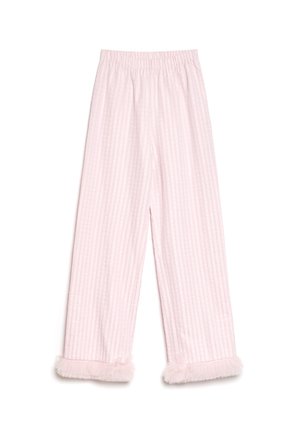 Pantaloni del pigiama rosa chiaro con trama a coste, vita elasticizzata e finiture soffici ai polsini. Vestibilità rilassata con gambe dritte.