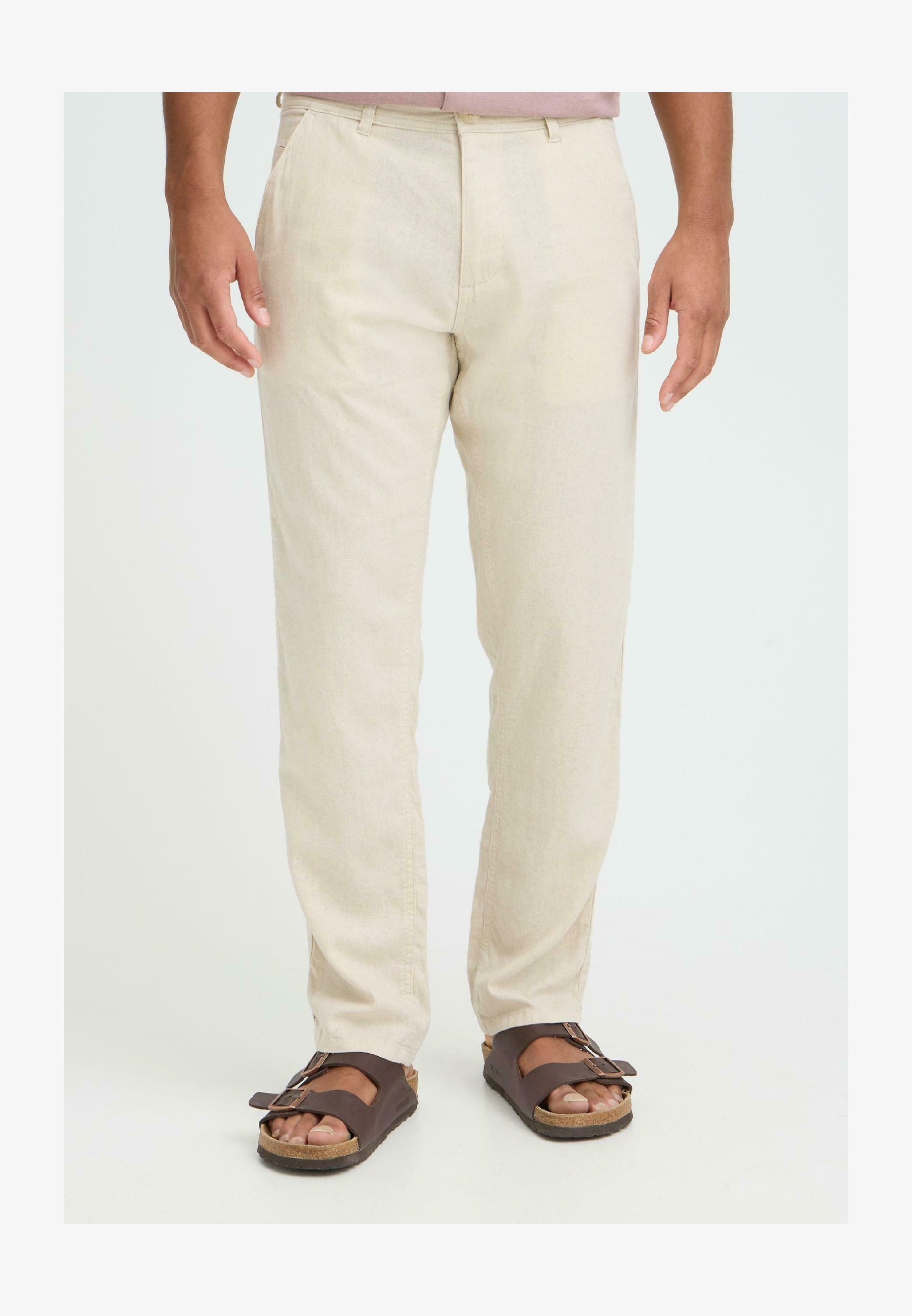 LVCBL Pantaloni Lunghi Uomo In Lino - Leggeri E Traspiranti - Vita Elastica Con Coulisse - Casual Estivi Per Spiaggia E Tempo Libero