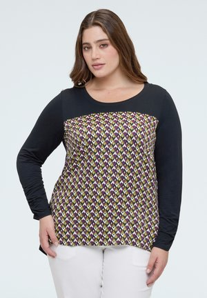 CON STAMPA OPTICAL - Maglietta a manica lunga - nero