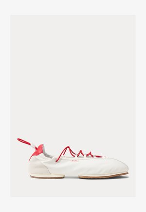 Polo Ralph Lauren THE NYLON LACE UP BALLERINA SNEAKER - Tossud - deckwash white/cruise red
