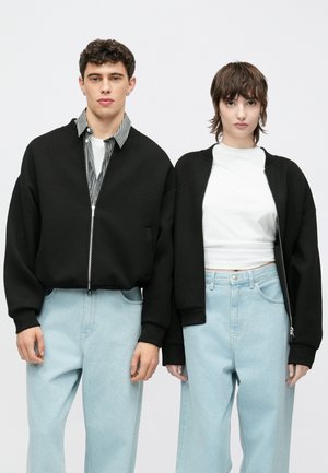 UNIESEX - Užtrauktuku užsegamas treningas - black