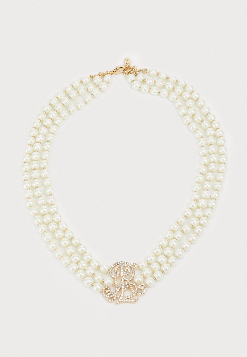 Lauren Ralph Lauren NK 17IN MULTIROW LOGO COLLAR - Kaklarota - gold-coloured/white