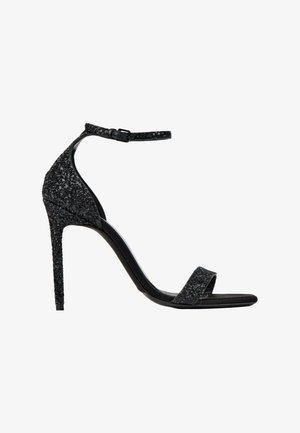 Saint Laurent, AMBER GLITTER SANDAL BLACK - Sandales à talons hauts - black