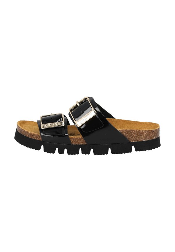 SAMOS - Pantolette flach - schwarz lack