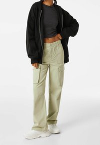 Bershka Felpa con zip - black