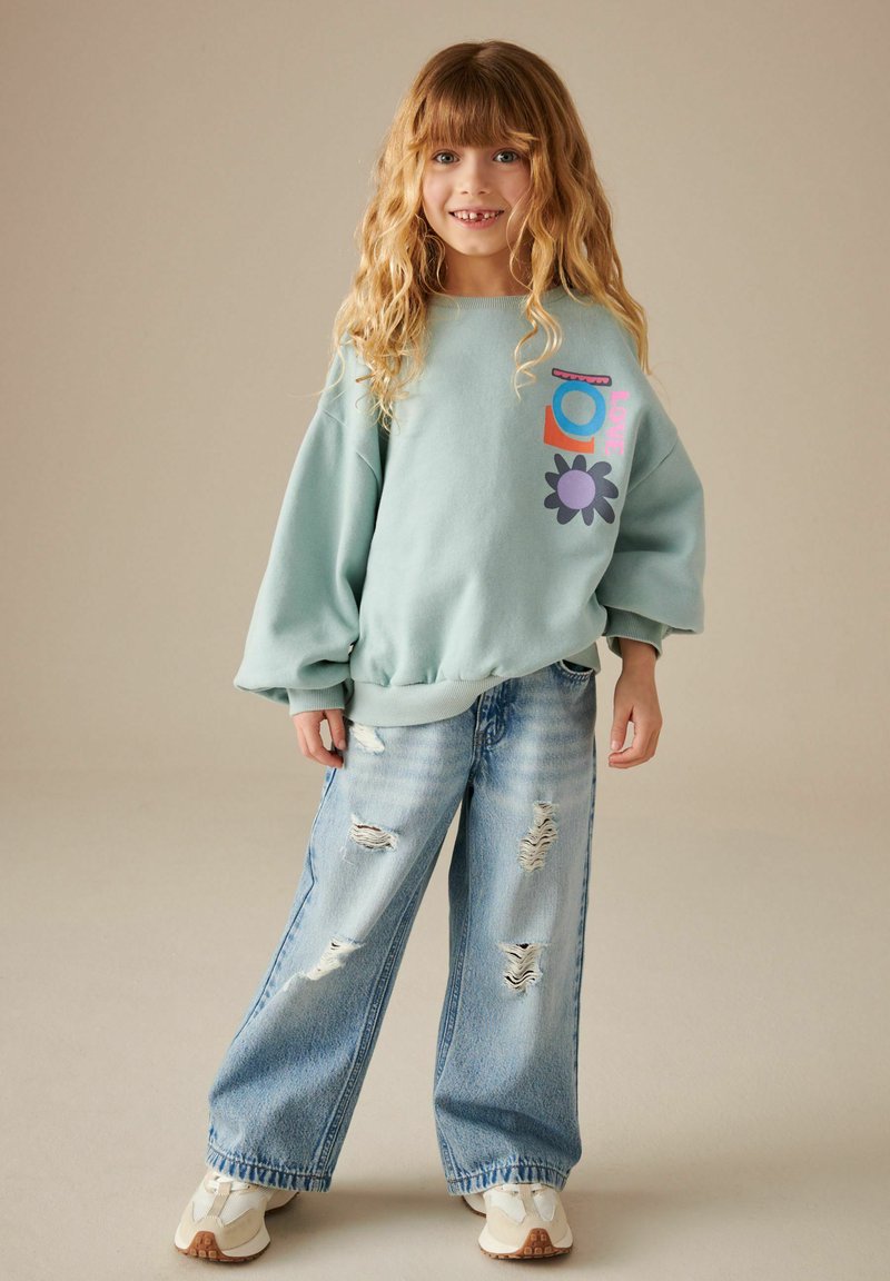 Next REGULAR FIT - Collegepaita - green floral shapes