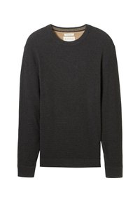 STRUKTURIERTER RUNDHALS - Striktrøje - black grey melange