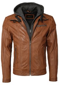 JCC MIT KAPUZE - Lederjacke - cognac