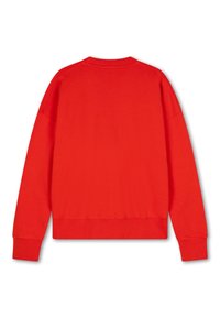 Rode katoenen sweatshirt met een ronde hals, lange mouwen en ribgebreide zoom. Gladde textuur, casual pasvorm en geen zichtbare graphics of patronen.