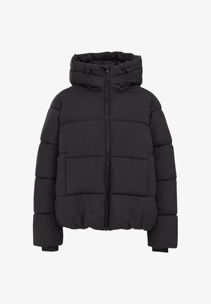 Mustad must jacket, millekeluga ja elastsete mansettidega. Karbikujuline koos horisontaalsete kviltingpaneelidega soojustamiseks.