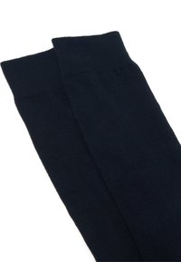 Calzini di cotone blu navy con texture a coste, caratterizzati da una finitura liscia e da polsini elasticizzati nella parte superiore per una vestibilità aderente.