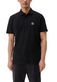 s.Oliver MIT FLAMM STRUKTUR - Poloshirt - schwarz