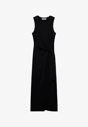 Mango MIDI WITH KNOT DETAIL - Džersejové šaty - black
