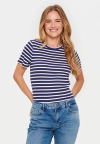 Saint Tropez ASTER SS STRIPE - Triko s potiskem - patriot blue