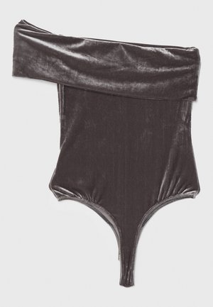 Agolde BREE BANDED BODYSUIT - Potiskana majica - shark/gunmetal