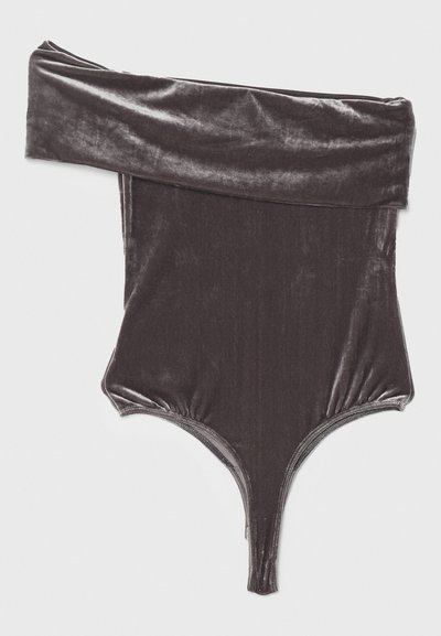 Agolde BREE BANDED BODYSUIT - Apdrukāts T-krekls - shark/gunmetal