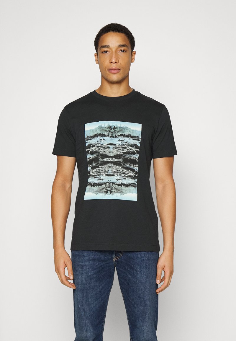 Selected Homme SLHMARIO O-NECK TEE - T-shirt estampada - jet black