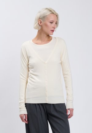 INFLUENCER, INFLUENCER CARDIGAN V-NECK BASIC CARDIGAN - Strickjacke - ivory