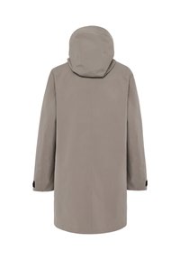 Lysegrå, hættejakke med lange ærmer, lige snit og justerbare manchetter. Glat stof med minimal detaljering og et rent design.