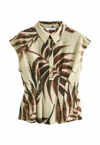 Next SHORT SLEEVE - REGULAR FIT - Bluse - ecru and brown palm print